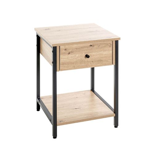 Generique Noir Table D'appoint 1 Tiroir "Miranda" 55Cm Chêne & - Image 2