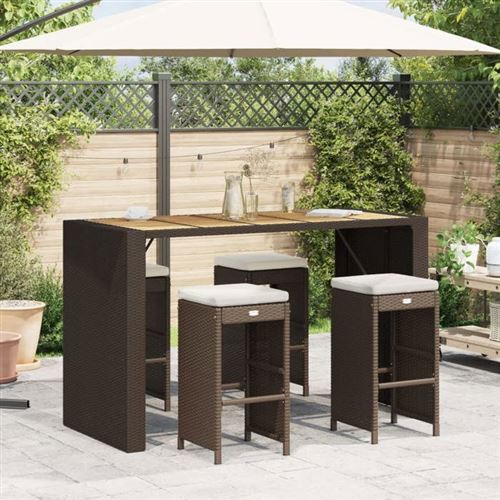 Non Communiqué Marron Vidaxl Tabourets De Bar Jardin Coussins Lot De 4 Résine Tressée, Tabouret, Tabouret De Bar Extérieur, Chaise De Bar, 368688