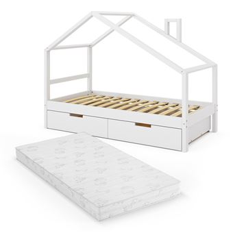 VitaliSpa lit cabane Noemi, Naturel Bois, 80x160 cm