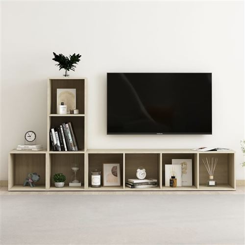 vidaXL Ensemble de meubles TV 3 pcs Chêne sonoma Aggloméré
