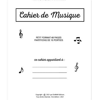 cahier de musique: Cahier de Musique et solfège avec Portées, Carnet de  Partitions