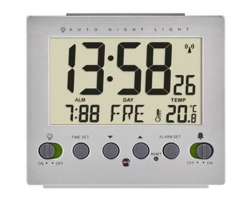 TFA Dostmann 60.2561.55 radiopiloté(e) Réveil argent Heures de réveil 1