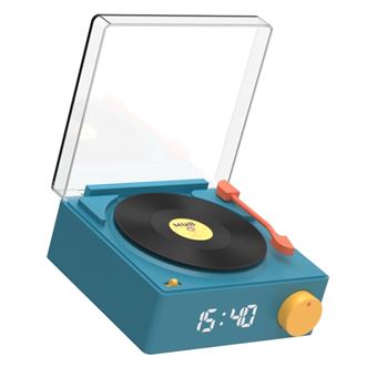 Enceinte Bluetooth VS-80 Rétro Look Platine Vinyle 5W avec Réveil Mobility on Board Bleu - 1
