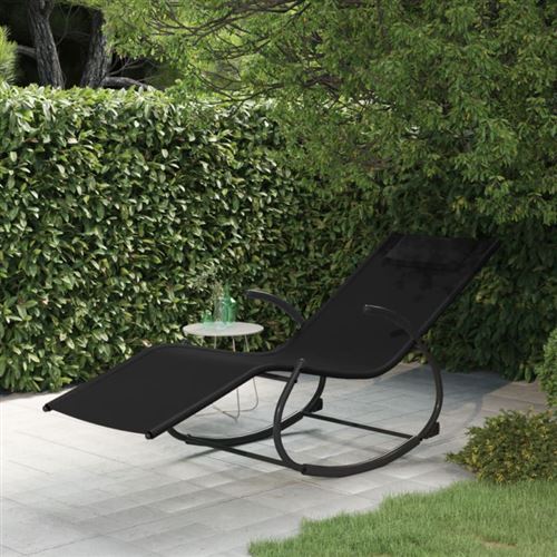 VIDAXL - Chaise longue de jardin - Acier - Noir - 164 x 73 cm - Image 3