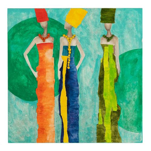 Non Communiqué Multicolore Toile Peinture Déco "Fog" 100X100cm