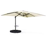 Parasol déporté inclinable rotatif 360 CALVI écru 3x4 M avec 4 dalles et housse
