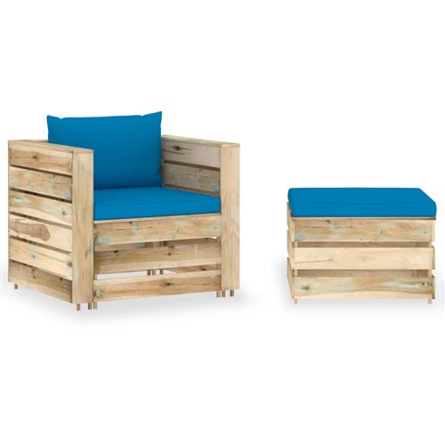 Non Communiqué Vert Vidaxl Salon De Jardin 2 Pcs Avec Coussins Mobilier De Patio Meubles D'extérieur Meubles De Terrasse Mobilier De Jardin Bois Imprégné De