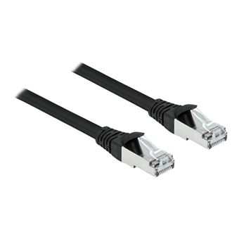 Delock - Cordon de raccordement - RJ-45 (M) pour RJ-45 (M) - 2 m - 6 mm - S/FTP - CAT 6a - moulé, extérieur, sans crochet - noir