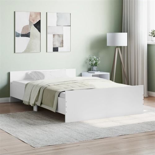 vidaXL Cadre de lit avec tête de lit/pied de lit blanc 120x190 cm