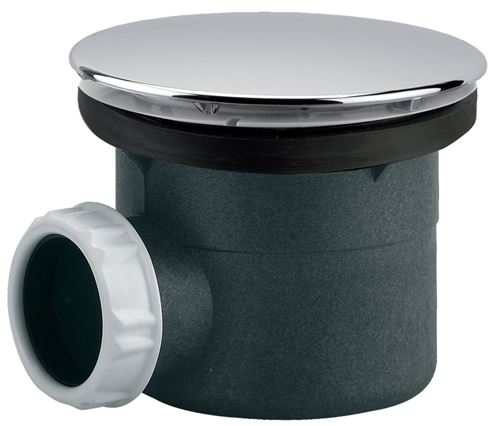 Bonde de douche avec couvercle ABS Valentin noir/chromé 90mm