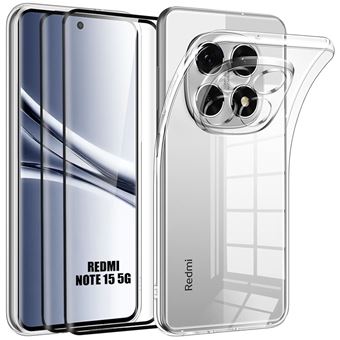 Coque + 2 Verres Trempés pour Xiaomi Redmi Note 15 5G/4G, Silicone Anti-Rayure Ultra Slim Transparent - 1
