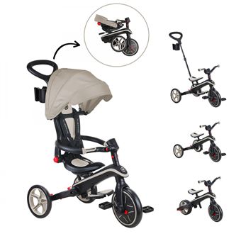 Globber - Tricycle EXPLORER 4-en-1 Évolutif & Pliable Taupe