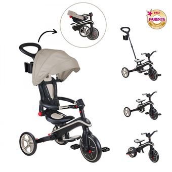 Globber - Tricycle EXPLORER 4-en-1 Évolutif & Pliable Taupe