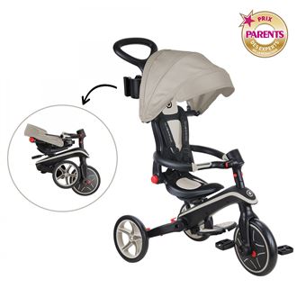 Globber - Tricycle EXPLORER 4-en-1 Évolutif & Pliable Taupe