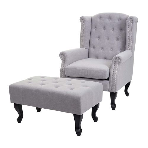 Mendler Gris Fauteuil Chesterfield Relax - Image 3