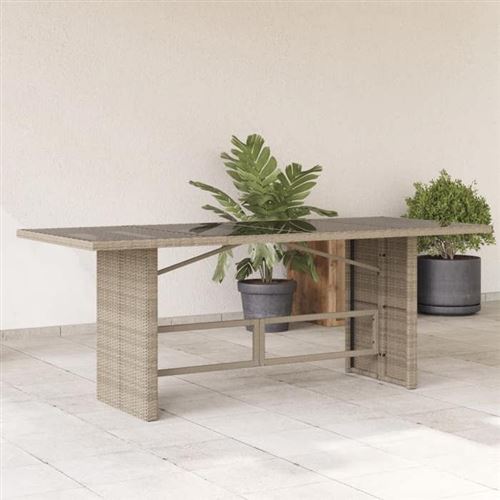VIDAXL  Table De Jardin Dessus En Verre Gris Clair 190x80x74 Cm