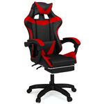Fauteuil de gaming ALEX réglable avec repose-pied, coussin de tête et coussin lombaire noir et rouge