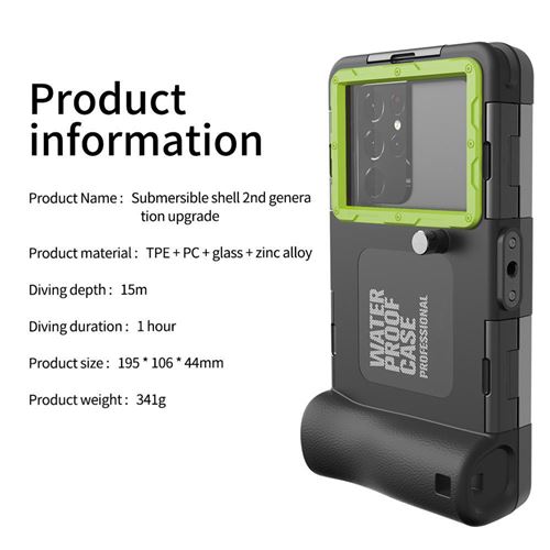 Étui Pour Samsung S24 S23 Ultra/iPhone15/14 Pro MAX Coque Submersible Photographie Universelle D étui De Plongée Compatibilité Large GANGXUN Vert