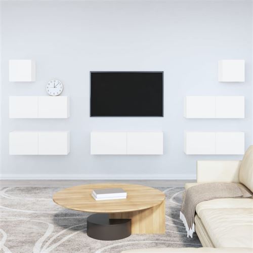 Vidaxl Blanc Ensemble De Meubles Tv 7 Pcs Bois D Ingénierie - Image 2