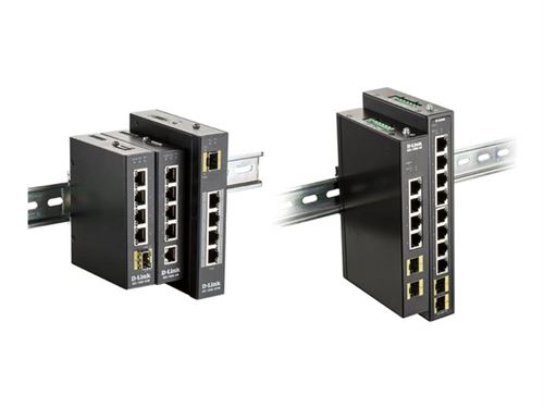 D-Link DIS 100G-10S - Commutateur - non géré - 8 x 10/100/1000 + 2 x 100/1000 SFP - Montage sur rail DIN, fixation murale