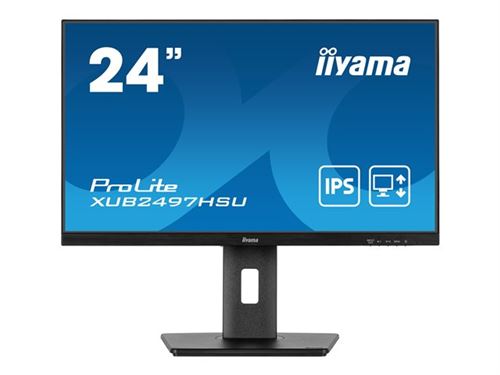 Iiyama Prolite Xub2497Hsu-B1 - Écran Led - 24" (23.8" Visualisable) - 1920 X 1080 Full Hd (1080P) @ 100 Hz - Ips - 250 Cd/M² - 1300:1 - 1 Ms - Hdmi, Displayport - Haut-Parleurs - Noir Mat