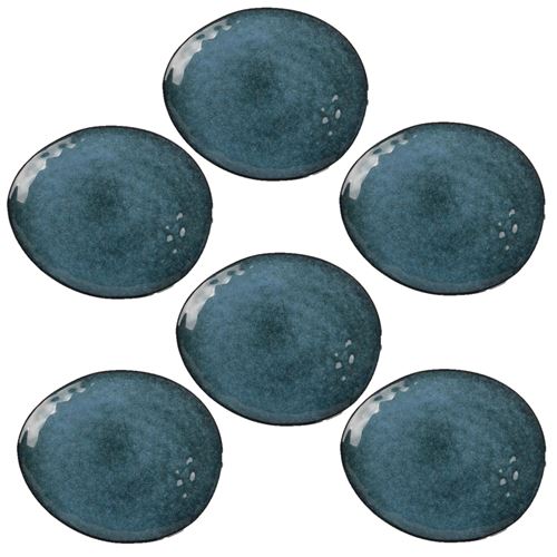 Comparer les prix de Toilinux - Lot de 6 Assiettes Galet Au gré du temps - Bleu