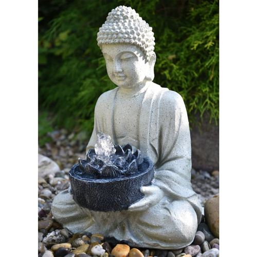 HEISSNER Figurine d'étang Bouddha Gris 37x31x50 cm