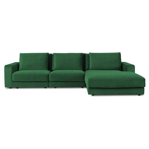 Canap&eacute; Velours Angle Droit Vert Venezia - 5 Places