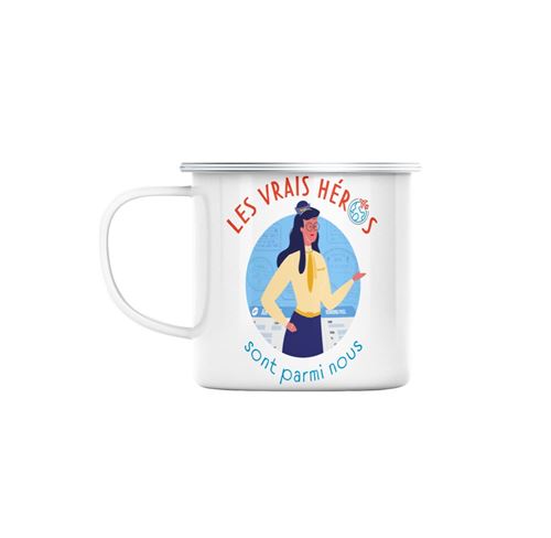 Mug en métal émaillé Les vrais héros - hôtesse de