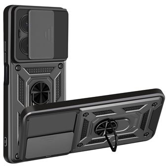 Coque Redmi 15C Antichoc avec Cache Caméra Coulissant Bague Métallique Support Avizar Noir - 1