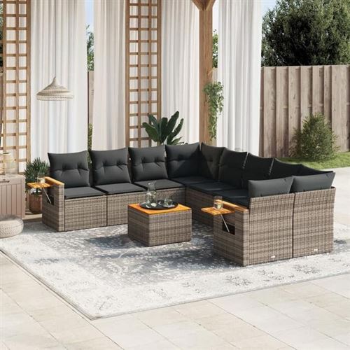 Non Communiqué Gris Salon De Jardin Modulable Vidaxl Resine Tressee 9 Pieces 8 Personnes