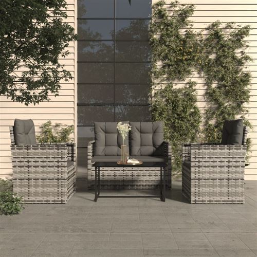 VIDAXL - Salon de jardin - 4 places - Gris - 4 pièces - Image 2