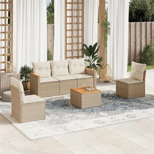 VIDAXL - Salon de jardin - Modulable - 5 places - Beige - Image 2