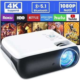 Vidéoprojecteur - 4K - Mini Projecteur Bluetooth 5.1 - Projecteur 9500 Lumens - FHD 1080p - 1