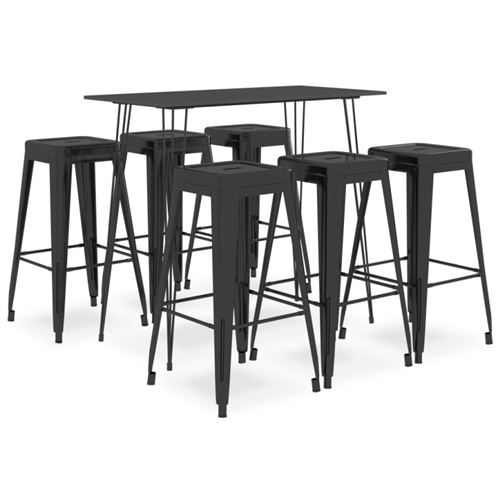 Non Communiqué Noir Ensemble De Bar 7 Pcs