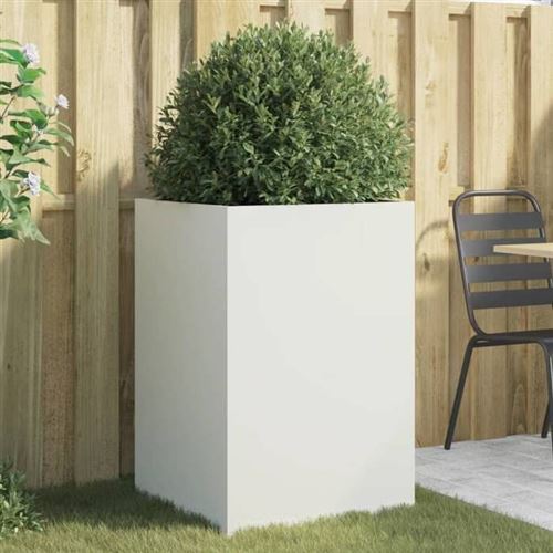 vidaXL Jardinière, Bac à Fleurs, Pot de Plantes, Boîte à Fleurs, Jardinière Surélevée de Jardin Patio Terrasse, Blanc 841584