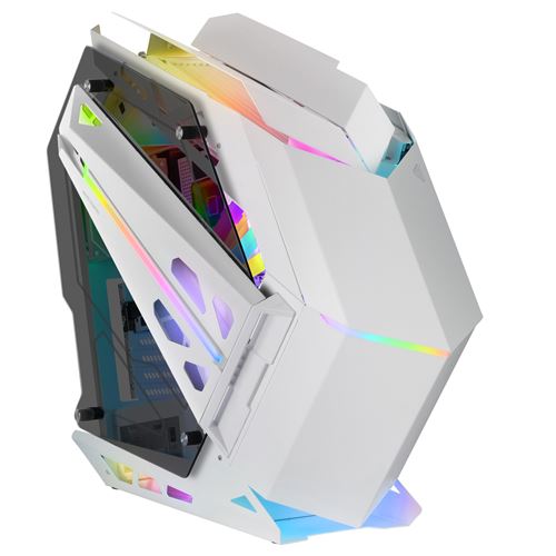 Boîtier Gaming RGB XXL ATX Mars Gaming MC-TITAN, Double Bande LED, Éclairage Frontal ARGB, Hub, Blanc