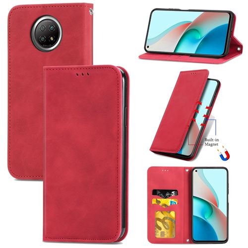 MPFRANCE Housse pour Xiaomi Redmi Note 9T Rouge [Velours]