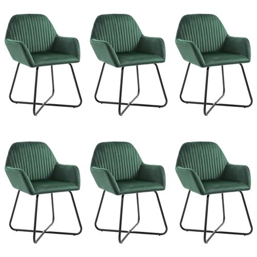 vidaXL Chaises de salle à manger 6 pcs Vert Velours