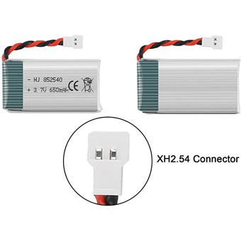 YUNIQUE GREEN-CLEAN-POWER Batteries Lipo 3.7V 650mAh 25C – Lot De 2 Pour Drone Syma X5C, Cheerson CX-30W, Skytech M68