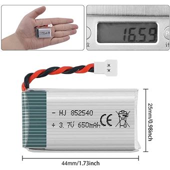 2 Batteries Lipo 3.7V 600mAh YUNIQUE Pour Drones Syma X5, Cheerson CX-30W, Skytech M68
