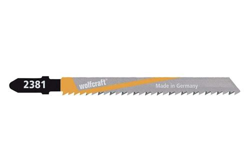 Wolfcraft 2381000 2 Lames de Scie Sauteuse Hcs, Queue en T, Longueur Dentée 75 Mm, Pas de Dents 2,5 Mm, Dents Avoyées Et Rectifiées, Dos Conique