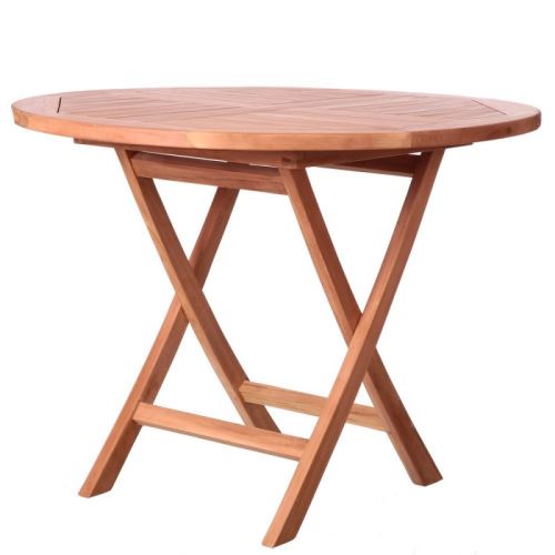 Table de jardin ronde pliante en teck 100cm KENITA