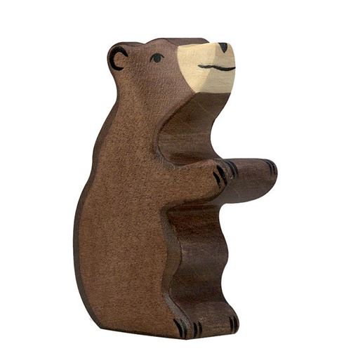 Animaux En Bois Petit Ours Brun Assis Figurine Holztiger