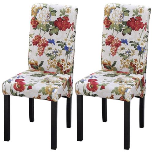 vidaXL Chaise à manger 2 pcs Motif floral Bois