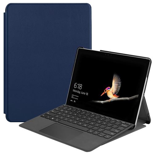 Générique Bleu Etui En Pu Couleur Unie Avec Support Et Porte-Stylo Pour Votre Microsoft Surface Go 2 - Image 1
