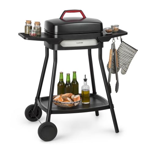 Klarstein Gatsby Grill électrique 2000W - Table d'appoint - 4 pieds acier inox -Nettoyage facile - Noir