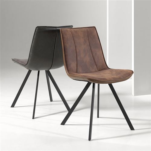 Chaise design marron CHILDERIC (lot de 2) - Marron