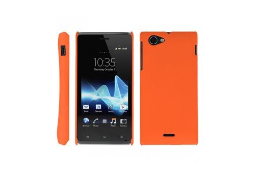 Coque rigide Orange pour Sony Xperia J aspect mat toucher rubber gomme