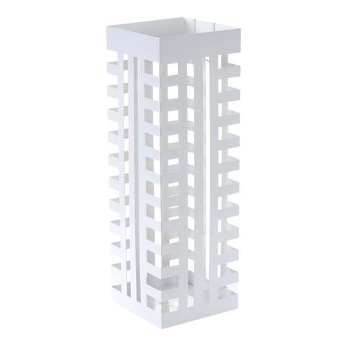 Porte-parapluies HWC-C78, support pour parapluie, quadratique 55cm ~ treillis, blanc